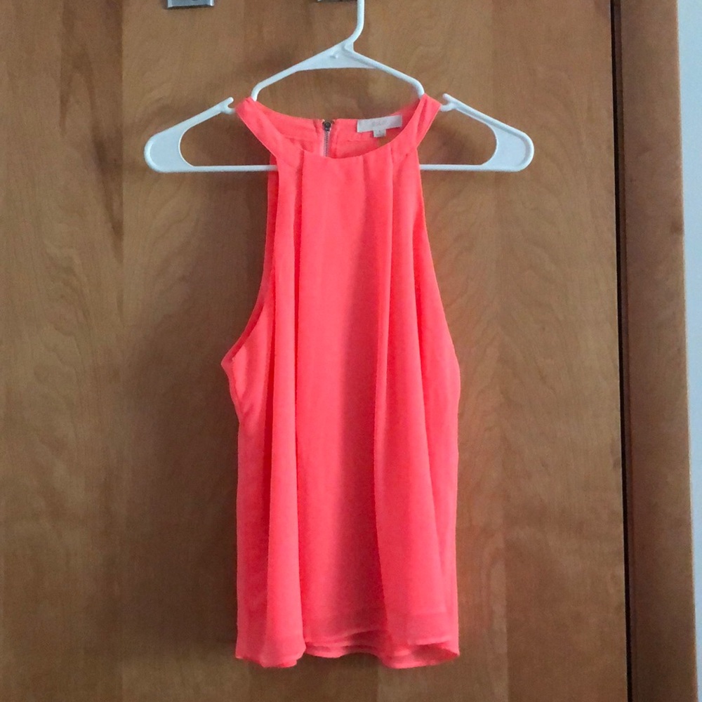 High neck Coral tank w Zipper- Small